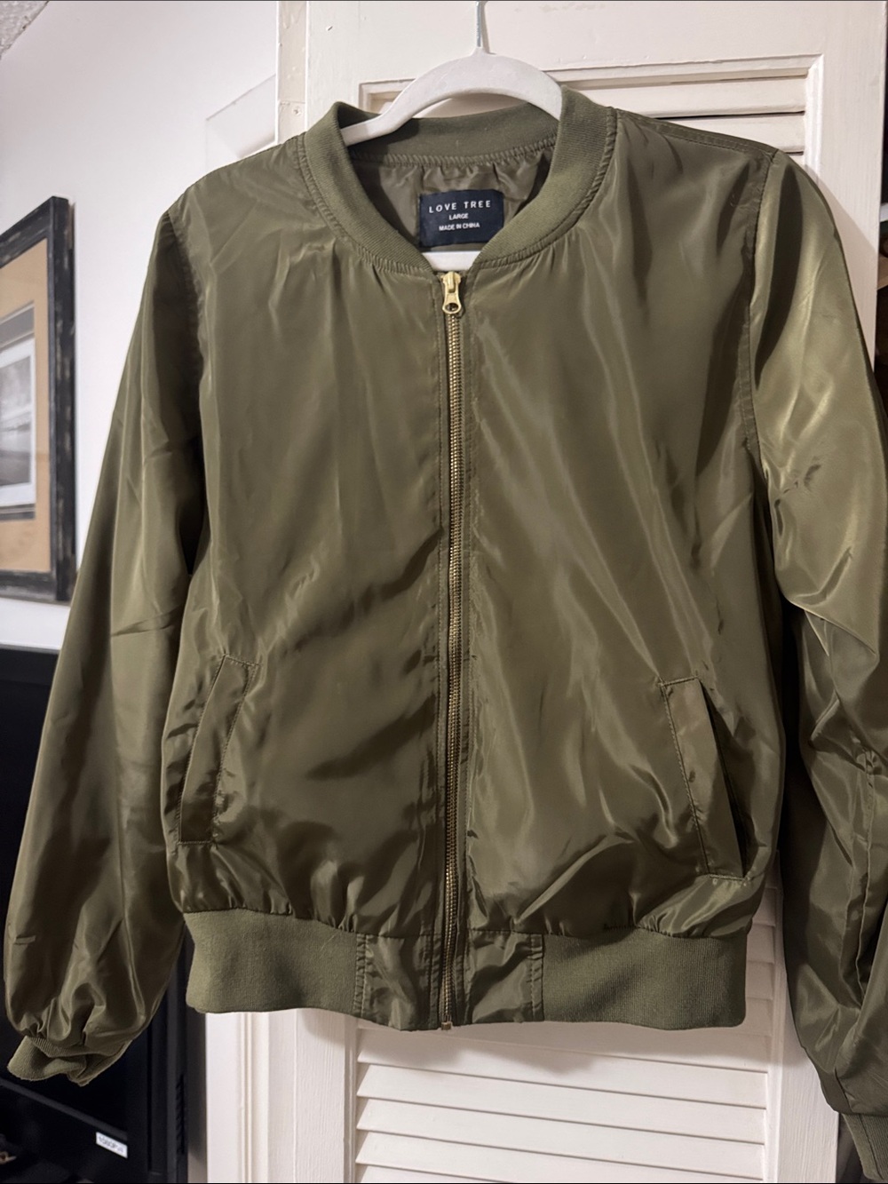 Love Tree Olive Bomber Jacket in Military Green